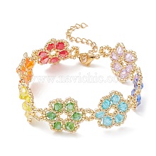 TOHO Japanese Seed Beaded Flower Link Chain Bracelet RZ2170