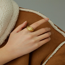 Luxurious Stainless Steel Gold-Plated Ring with All-Seeing Eye Design HR8975