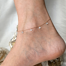 S925 Silver Rose Gold Zircon Drop Anklet Fashion Minimalist Design RF9168