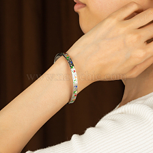 Colorful Flower Pattern Resin Cuff Bracelet for Daily Wear, Women's Accessory