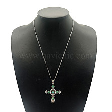 Retro Minimalist Gothic Cross Pendant Necklace with Black Ruby Diamond