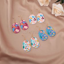  Fashion Retro Earrings Acrylic Embossed Printing Earrings Jewelry Wholesale