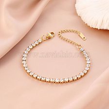 Simple Style Shiny Solid Color Titanium Steel Plating Inlay Zircon Tennis Bracelet