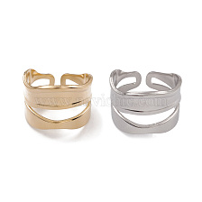 304 Stainless Steel Twist Wave Open Cuff Rings for Women