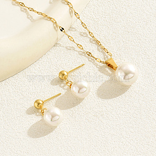 Elegant Pearl Drop Necklace and Earring Set - Gold Plated