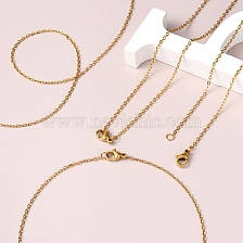 5Pcs 304 Stainless Steel Cable Chain Necklaces Set for Men Women