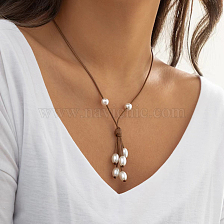 Bohemian Style Faux Pearl Tassel Necklace for Women, Beach Vacation Wear