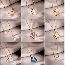 Basic Solid Color Alloy Titanium Steel Inlay Rhinestones Women'S Pendant Necklace