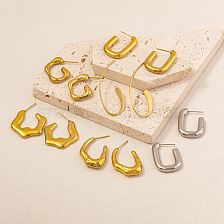 Stylish Stainless Steel Earrings with 18K Gold Studs for Women