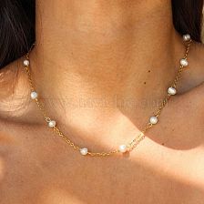 Casual Simple Style Ball Stainless Steel Freshwater Pearl Beaded Plating 18K Gold Plated Necklace