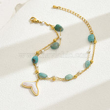 Elegant Pearl Fish Tail Anklet in Light Blue for Women