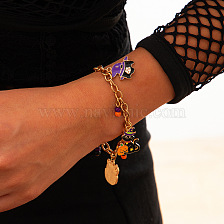 Halloween Cartoon Pendant Bracelet with Pumpkin, Ghost, and Skeleton Design