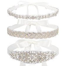 CRASPIRE 3Pcs 3 Style Crystal Rhinestone Wedding Bridal Belt, for Dress Costume Accessories