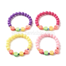 Acrylic Beaded Stretch Bracelets for Kids, LOVE Word Handmade Polymer Clay Beads Bracelets