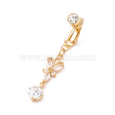 Butterfly Cubic Zirconia Charm Belly Ring, Clip On Navel Ring, Non Piercing Jewelry for Women