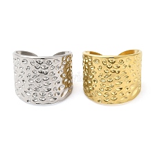 304 Stainless Steel Grooved Open Cuff Ring for Women