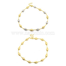 Rack Plating Brass Beaded Necklaces, Cadmium Free & Lead Free, Long-Lasting Plated, Oval