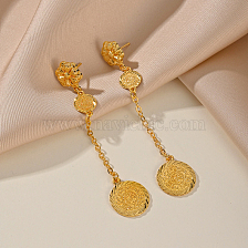 Vintage Gold-Plated Copper Coin Earrings for Elegant Parties and Gatherings