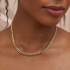 Stylish Titanium Steel 18K Gold Cuban Snake Chain Necklace Jewelry