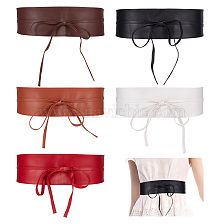 BENECREAT 5Pcs 5 Colors PU Imitation Leather Chain Belts, Tie a Knot Waist Belt, No Buckle Cinch Belt