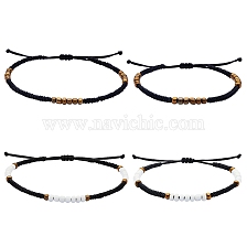 4Pcs 4 Style Glass Seed Braided Bead Bracelets and Anklets Set, Friendship Jewelry for Women