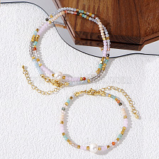 Bohemian Style Semi-Precious Pearl Beaded Bracelet Set for Women