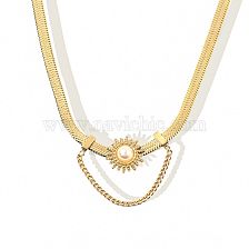 INS Style Simple Style Sun Titanium Steel Plating Chain Inlay Pearl Necklace