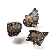 Irregular Nugget Natural Agate Adjustable Rings, Red Copper Tin Finger Ring, Cadmium Free & Lead Free