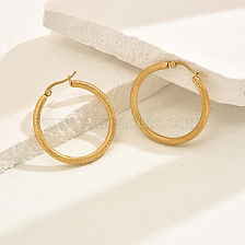 Fashionable Vintage Casual Threaded Hoop Earrings for Women in 18K Gold Plated