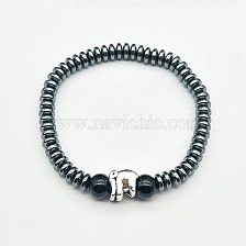 Owl Elephant Buddha Animal Bracelet with Black Gallstone Alloy