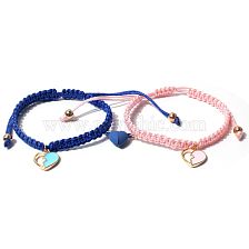 Romantic Heart Shape Alloy Braid Bracelets 2 Pieces