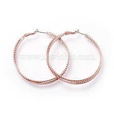 Brass Hoop Earrings, with 925 Sterling Silver Pin, for Women