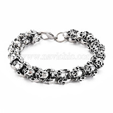 Alloy Skull Link Chain Bracelet, Halloween Jewelry for Men Women