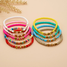 Bohemian Snowflake Iron Stone Colorful Clay Bracelet Beaded Elastic Handmade Jewelry