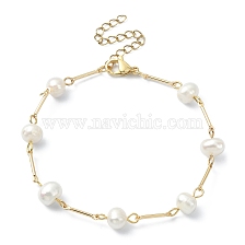 Natural Pearl Beaded Bracelets for Women, with 304 Stainless Steel Finding