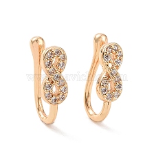 Clear Cubic Zirconia Infinity Cuff Earrings, Brass Non-piercing Jewelry for Women