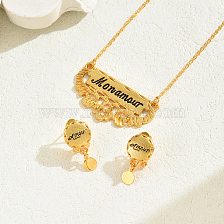 Alloy Hollow Letter Lock Collar Earrings Set for Women