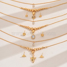 Fashionable Vintage Double-layer Pendant Necklace Set for Women, 18K Gold Plated