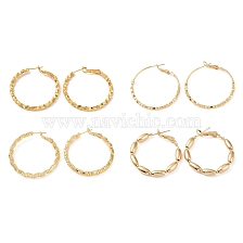 Brass Round Ring Hoop Earrings, with 925 Sterling Silver Pin for Women