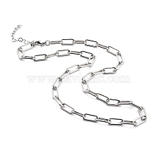 Iron Paperclip Chain Necklaces, with 304 Stainless Steel Heart Link Chains & Lobster Claw Clasps