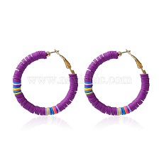 Bohemian Colorful Clay Hoop Earrings Western Style C-shaped Ear Accessories