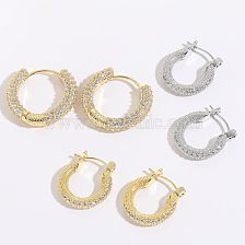 1 Pair Simple Style Round Copper Plating Inlay Zircon Hoop Earrings