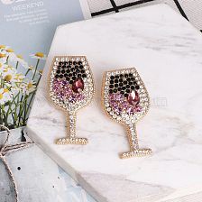 Fashion Wine Glass Full Diamond Earrings Diamond Earrings Wholesale