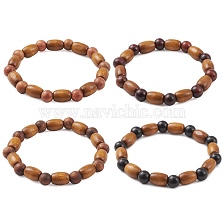 Natural Wood Beaded Stretch Bracelets