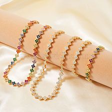 Summer Colorful Zirconia Clover Bracelet Set, Vintage Fashion Jewelry.