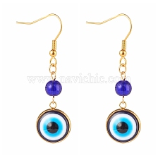 304 Stainless Steel Dangle Earrings, with Resin Evil Eye