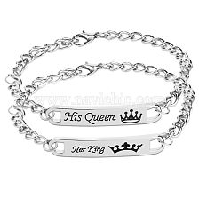 Explosion Models Couple Bracelet Square Engraved Letter Pendant Bracelet Herking Her Queen Accessories Explosion Wholesale 