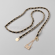 PU Leather Waist Chains, Light Gold Alloy Bag Charms Chain Belts, for Shirt Skirt Dress Overcoat