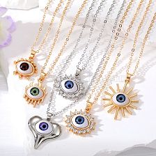 Vacation Funny Simple Style Sun Heart Shape Eye Alloy Inlay Rhinestones Women'S Pendant Necklace