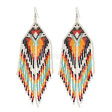 Bohemian Style Geometric Glass Bead Tassel Earrings for Women